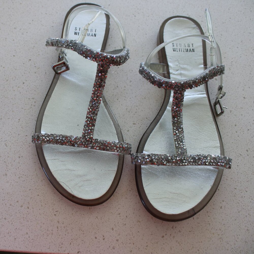 Stuart Weitzman Teezer Crystal Jelly Sandals